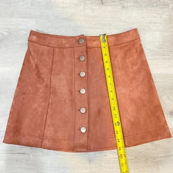 Forever 21 Blush Pink Super Soft Luxurious Suede Button Up Aline Skirt W27 Small - Picture 9 of 12